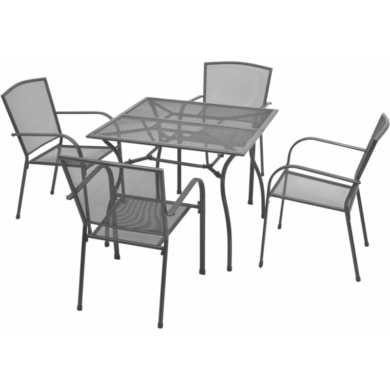 

Juego de comedor de jardín 5 piezas acero gris antracita