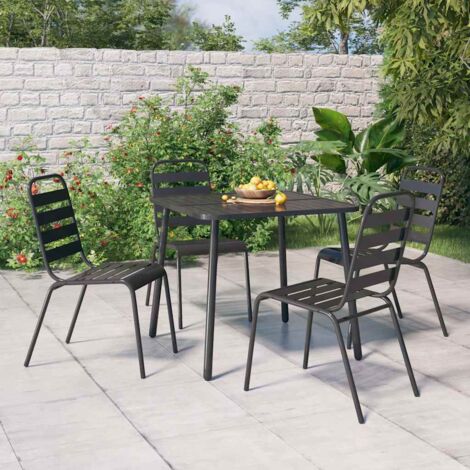Juego de comedor de jardín 5 piezas acero gris antracita