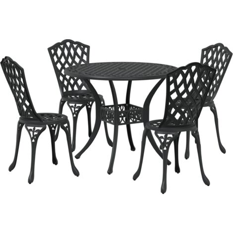 Juego de comedor de jardín 5 piezas aluminio fundido negro vidaXL