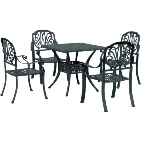 Juego de comedor de jardín 5 piezas aluminio fundido verde vidaXL