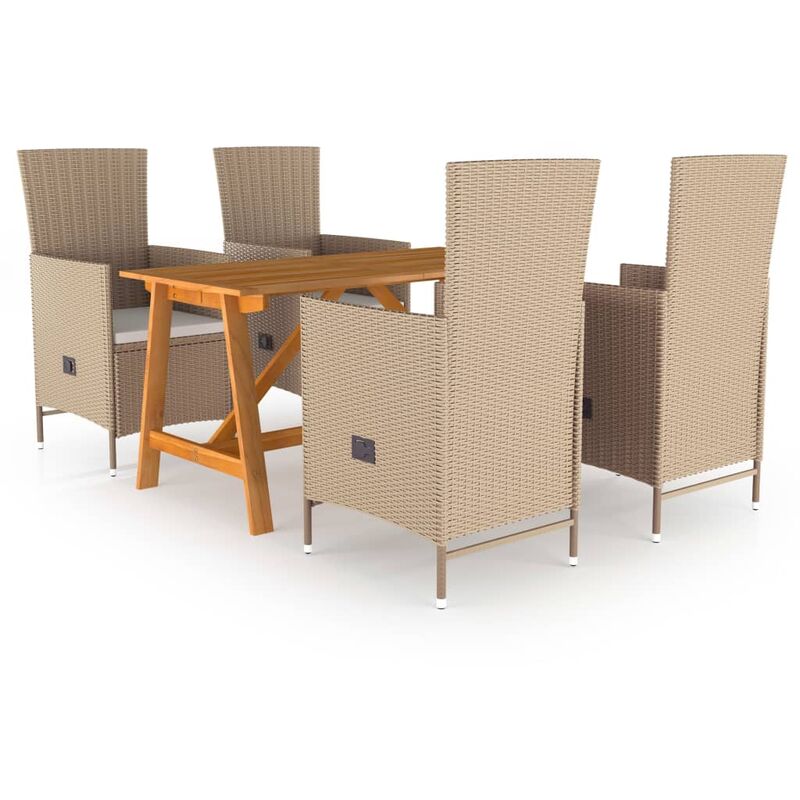 

BHD - Juego de comedor de jardín 5 piezas beige