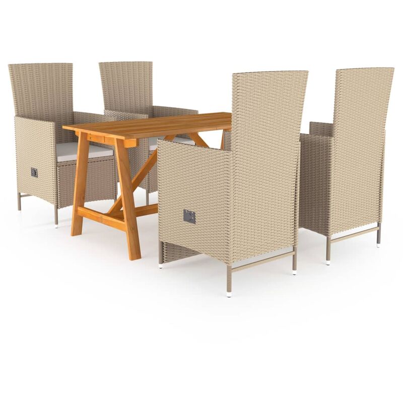 

BHD - Juego de comedor de jardín 5 piezas beige