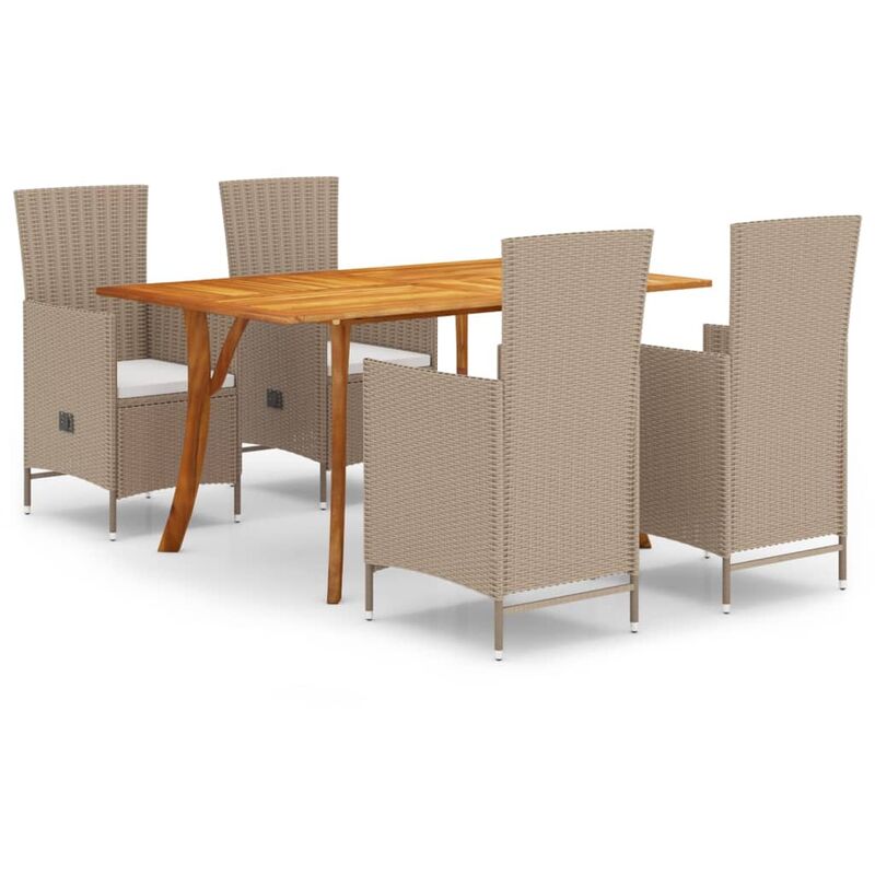 

Juego de comedor de jardín 5 piezas beige