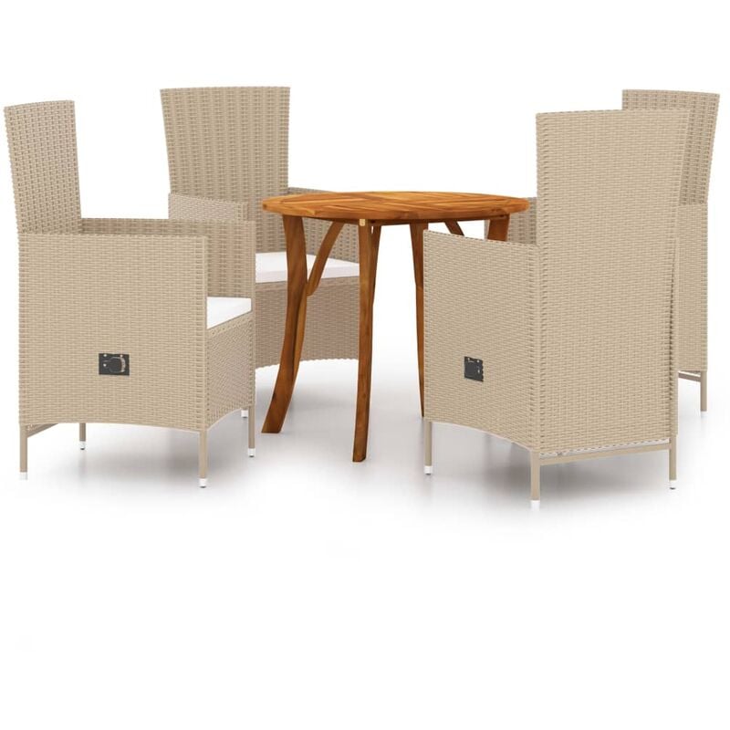 

Juego de comedor de jardín 5 piezas beige