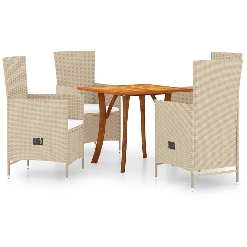 

Juego de comedor de jardín 5 piezas beige
