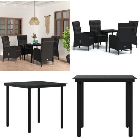 Juego de comedor de jardín 5 piezas con cojines negro - Juego de comedor - Sillas de jardín