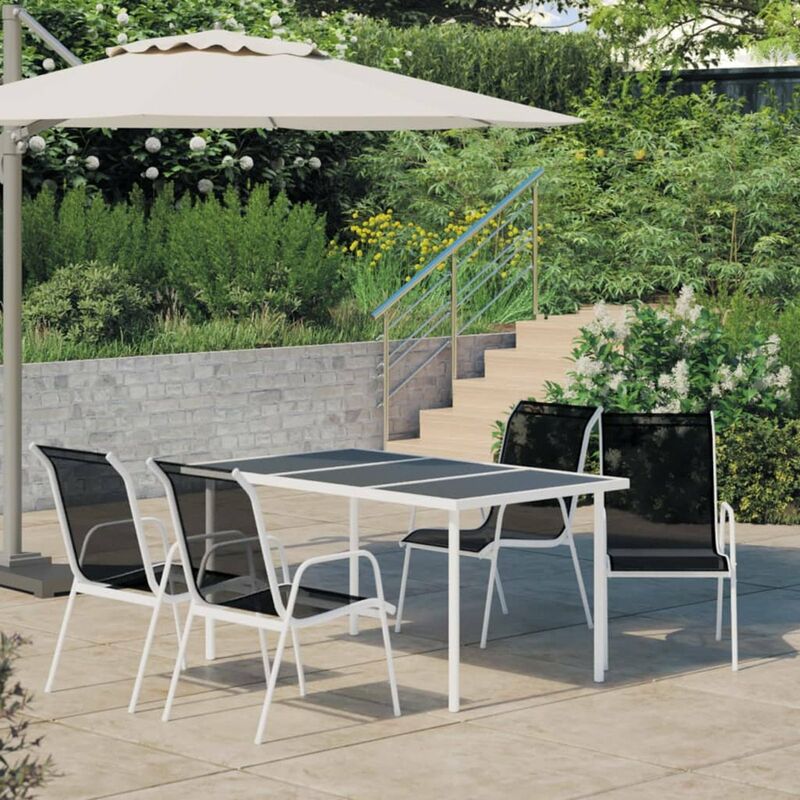 

Juego de comedor de jardin 5 piezas de acero negro