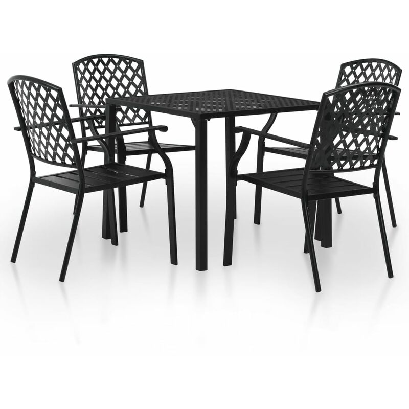 

Juego de comedor de jardín 5 piezas de acero negro