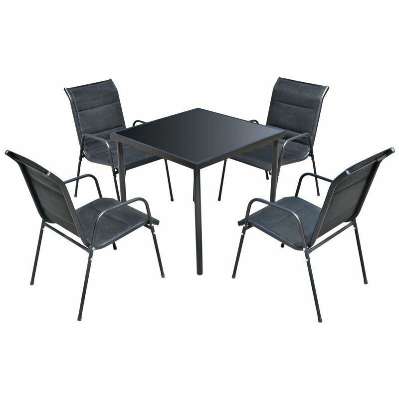 

Juego de comedor de jardin 5 piezas de acero negro