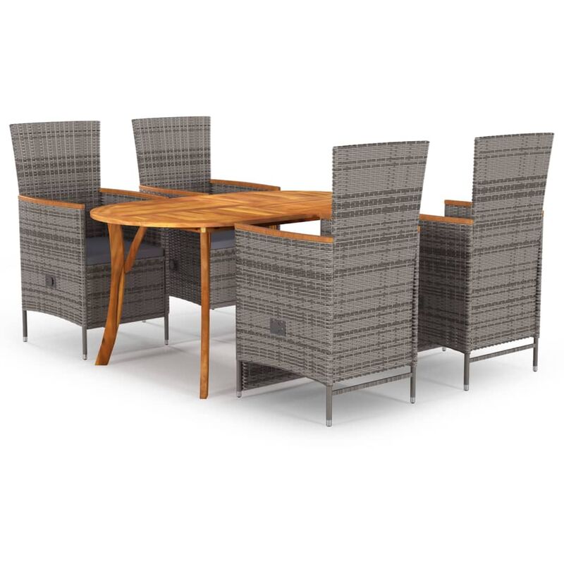 

Juego de comedor de jardín 5 piezas gris