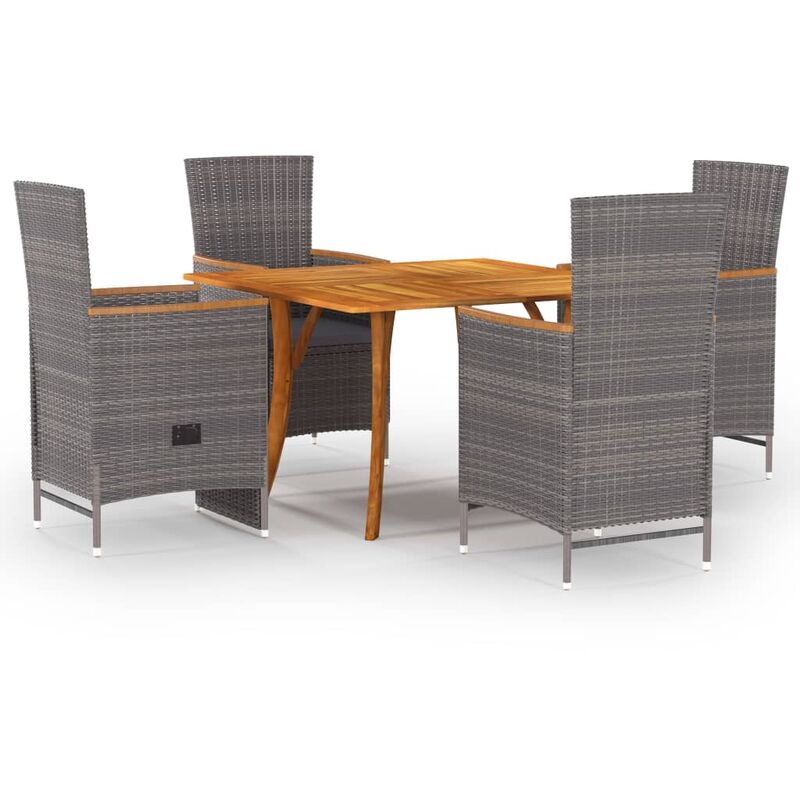 

Juego de comedor de jardín 5 piezas gris