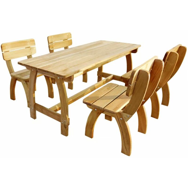 

Juego de comedor de jardín 5 piezas madera de pino impregnada