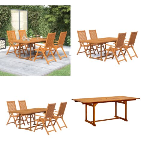 Juego de comedor de jardín 5 piezas madera maciza de acacia 150-200 cm - Comedor de jardín - Sillas de jardín