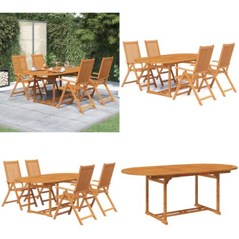 Juego de comedor de jardín 5 piezas madera maciza de acacia 150-200 cm - Mesa extensible - Sillas plegables