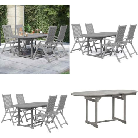 Juego de comedor de jardín 5 piezas madera maciza de acacia - Comedor de jardín - Mesa de jardín