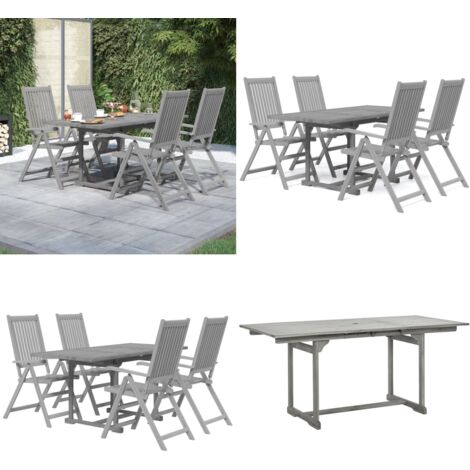 Juego de comedor de jardín 5 piezas madera maciza de acacia - Comedor de jardín - Mesa de jardín