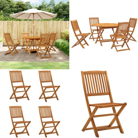 Juego de comedor de jardín 5 piezas madera maciza de acacia - Mesa de jardín - Sillas de jardín