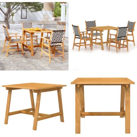 Juego de comedor de jardín 5 piezas madera maciza de acacia - Sillas de jardín - Mesa de jardín