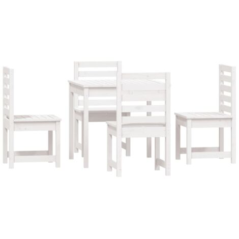 Juego de comedor de jardín 5 piezas madera maciza pino blanco vidaXL