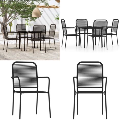 Juego de comedor de jardín 5 piezas negro - Mesa de jardín - Sillas de jardín