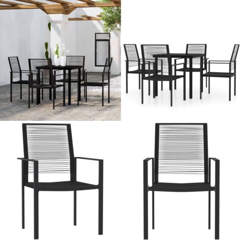 Juego de comedor de jardín 5 piezas negro - Mesa de jardín - Sillas de jardín