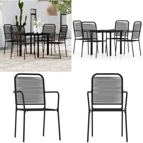 Juego de comedor de jardín 5 piezas negro - Mesa de jardín - Sillas de jardín