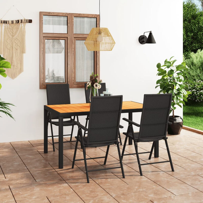 

Happyshopping - Juego de comedor de jardin 5 piezas negro y marron