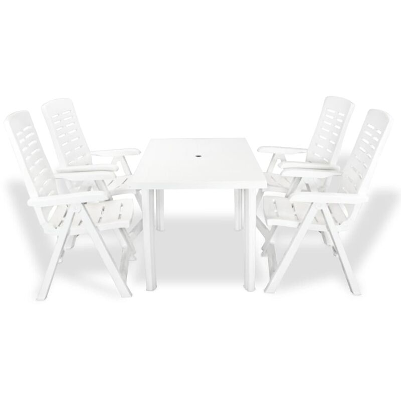 

Juego de comedor de jardín 5 piezas plástico blanco
