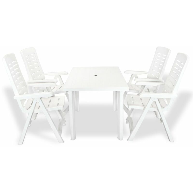 

Juego de comedor de jardin 5 piezas plastico blanco