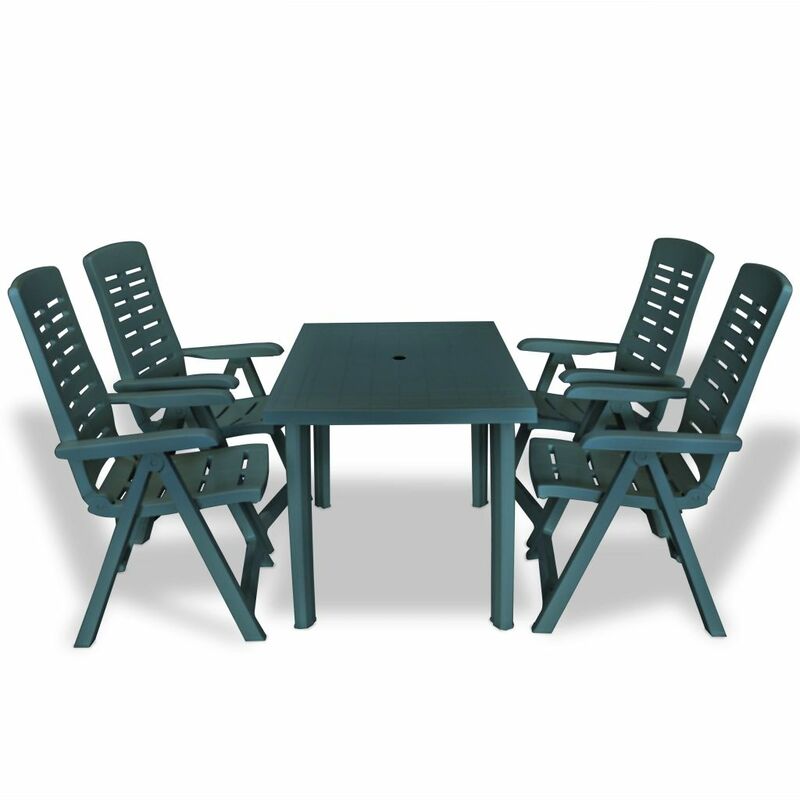 

Juego de comedor de jardín 5 piezas plástico verde