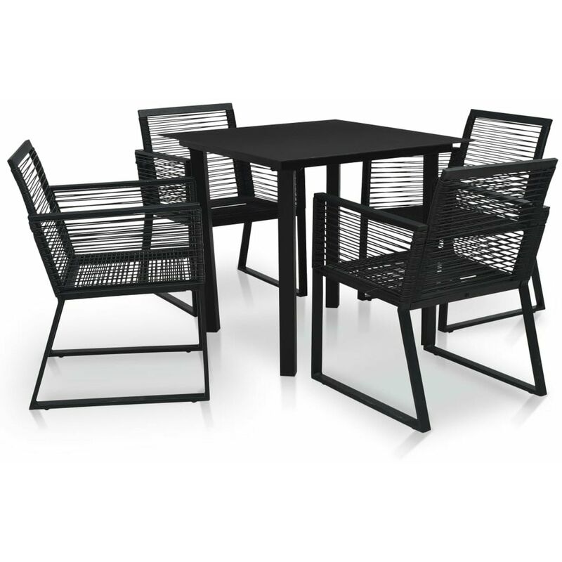 

Happyshopping - Juego de comedor de jardin 5 piezas ratan PVC negro