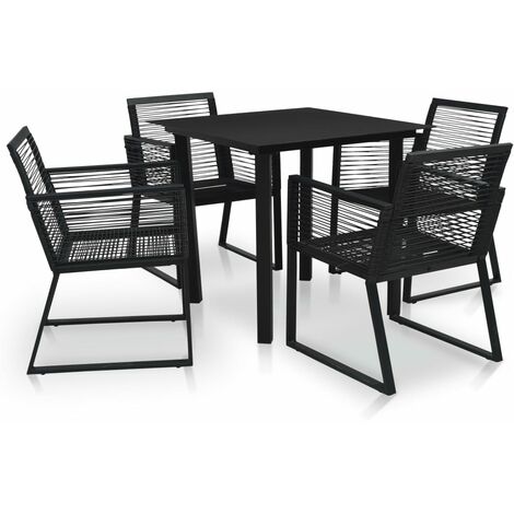 Juego de comedor de jardín 5 piezas ratán PVC negro vidaXL