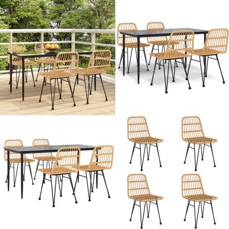 Juego de comedor de jardín 5 piezas ratán sintético - Comedor de jardín - Mesa de comedor al aire libre