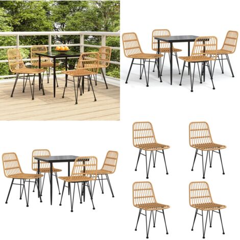 Juego de comedor de jardín 5 piezas ratán sintético - Comedor de jardín - Ratán sintético