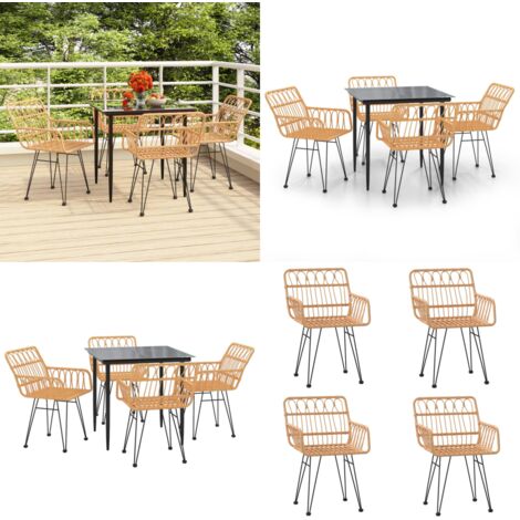 Juego de comedor de jardín 5 piezas ratán sintético - Mesa de jardín - Sillas de jardín