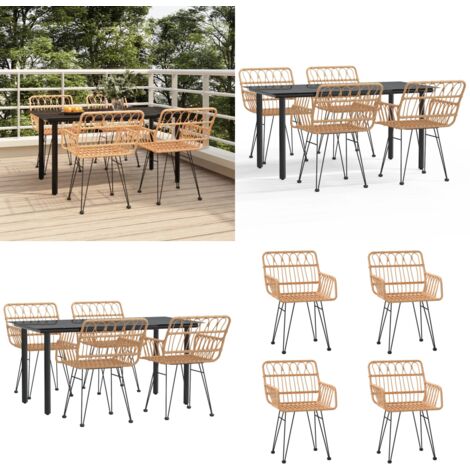 Juego de comedor de jardín 5 piezas ratán sintético - Mesa de jardín - Sillas de jardín