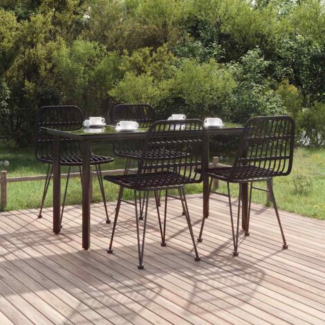 Juego de comedor de jardín 5 piezas ratán sintético negro