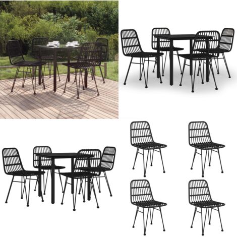 Juego de comedor de jardín 5 piezas ratán sintético negro - Mesa de jardín - Sillas de jardín