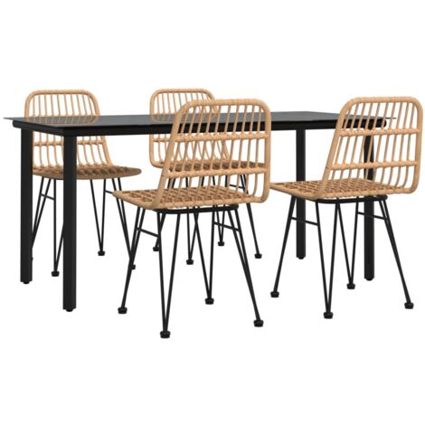 Juego de comedor de jardín 3 piezas ratán sintético negro   - Negro