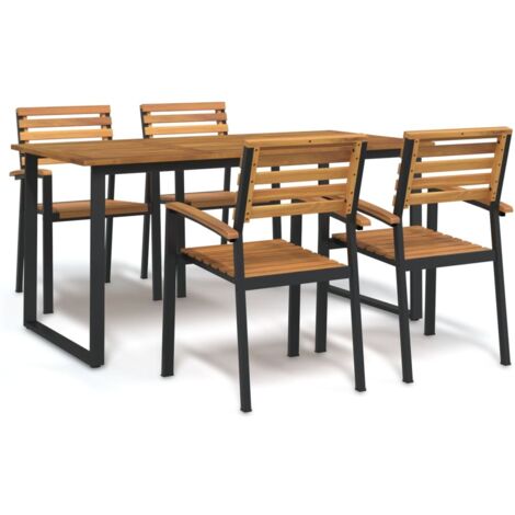 Juego de comedor de jardín 5 pzas madera maciza acacia y metal vidaXL
