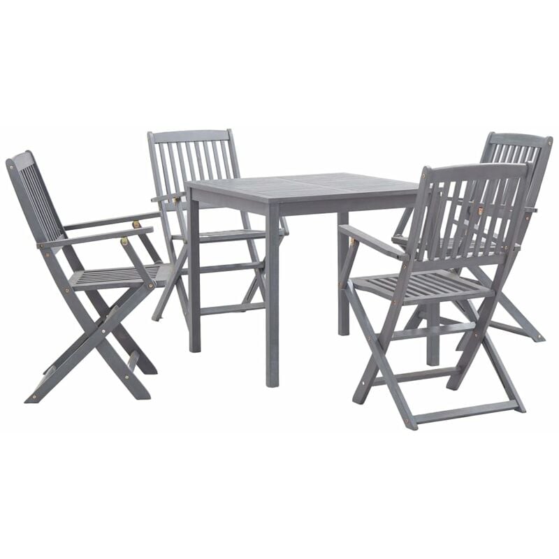 

Juego de comedor de jardin 5 pzas madera maciza de acacia gris