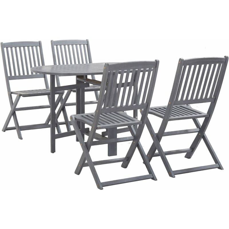 

vidaXL Juego de comedor de jardín 5 pzas madera maciza de acacia gris - Gris