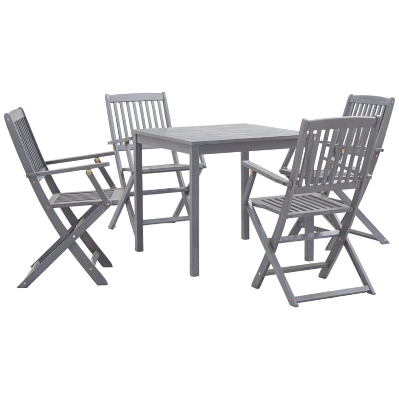 

vidaXL Juego de comedor de jardín 5 pzas madera maciza de acacia gris - Gris