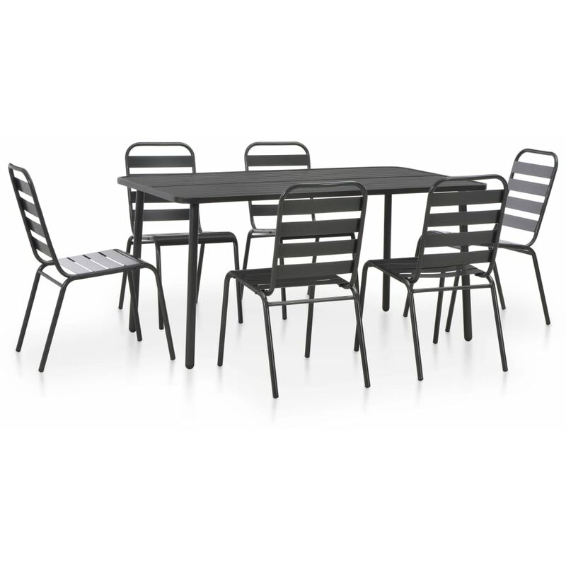 

Juego de comedor de jardín 7 piezas acero gris oscuro