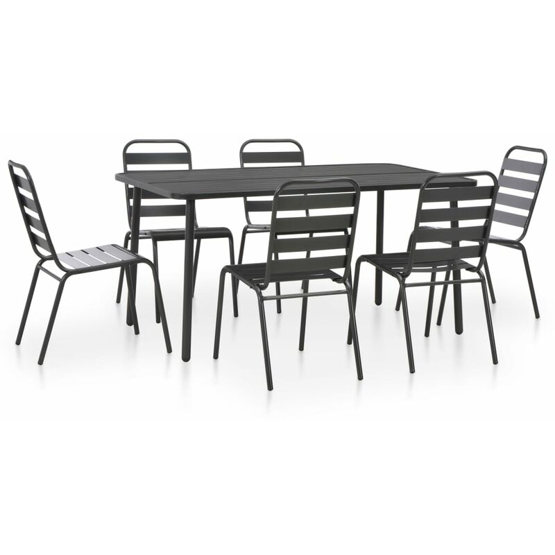 

Juego de comedor de jardín 7 piezas acero gris oscuro - Gris - Vidaxl