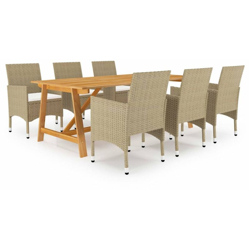 

Juego de comedor de jardin 7 piezas beige