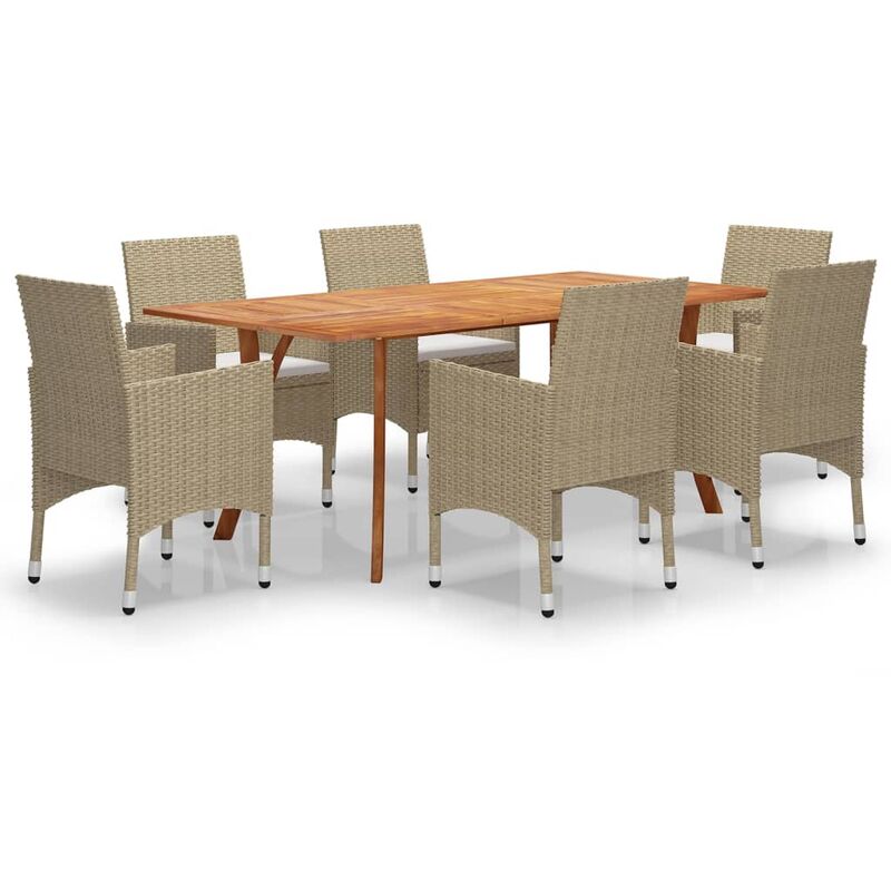

Juego de comedor de jardín 7 piezas beige