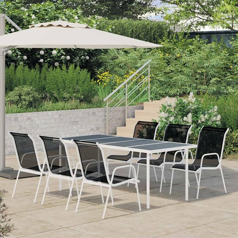 

Juego de comedor de jardin 7 piezas de acero negro