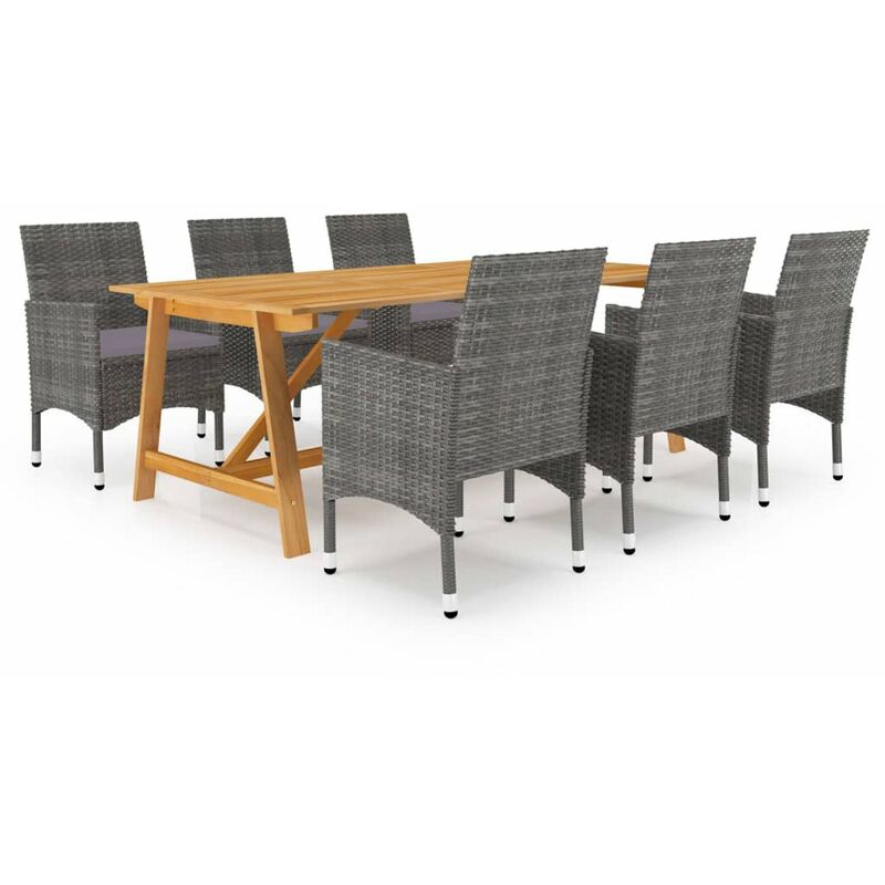 

Juego de comedor de jardin 7 piezas gris