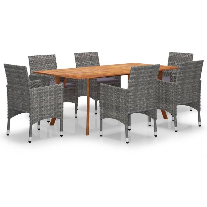 

Juego de comedor de jardín 7 piezas gris